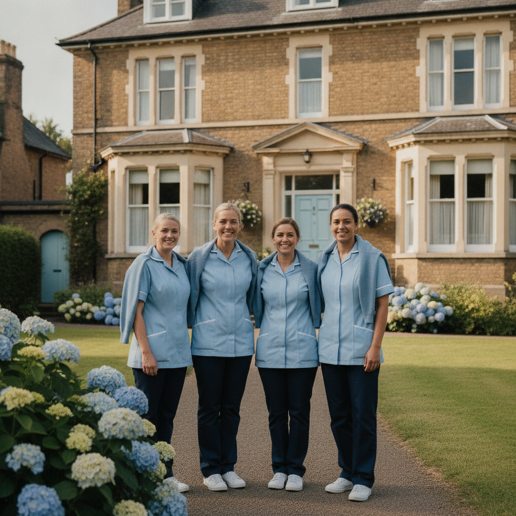 The Bluebell Care team outside a Harrogate home